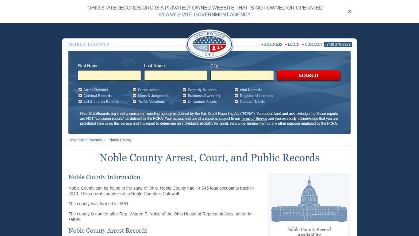 Noble County Arrest, Court, and Public Records